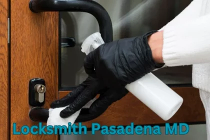 a person cleaning a door handle locksmith pasadena md